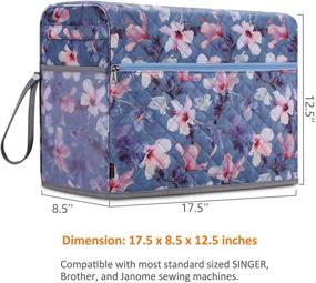 img 3 attached to 🧵 FINPAC Sewing Machine Dust Cover with Side Handle and Sewing Essentials Pockets - Blooming Hibiscus Design for Standard Singer, Brother, and Janome Sewing Machines