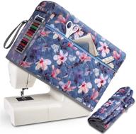 🧵 finpac sewing machine dust cover with side handle and sewing essentials pockets - blooming hibiscus design for standard singer, brother, and janome sewing machines logo