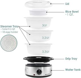 img 3 attached to Efficient Elite Gourmet Maxi-Matic Electric Food Vegetable Steamer - BPA-Free 3 Tier Stackable Baskets, 60-min Auto Timer, 800W Power, 9.5 Quart Capacity, Stainless Steel (EST4401#)