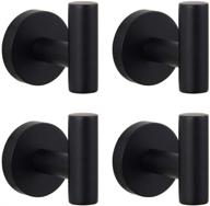 🧲 gerzwy matte black coat hook: modern 4 pack towel/robe clothes hook for bathroom & kitchen - wall mounted, stainless steel logo