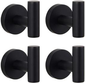 img 4 attached to 🧲 GERZWY Matte Black Coat Hook: Modern 4 Pack Towel/Robe Clothes Hook for Bathroom & Kitchen - Wall Mounted, Stainless Steel