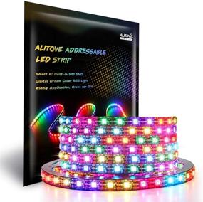 img 4 attached to ALITOVE WS2812B 5m/16.4ft Dream Color LED Strip Light - 300 Pixels, 🌈 Programmable, Waterproof, Flexible, IP65, Black PCB - Ideal for Home Bedroom Bar Decor Lighting