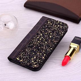 img 3 attached to IKASEFU Compatible With Samsung Galaxy S8 Shiny Sparkly Bling Glitter Luxury Wallet With Card Holder Pretty Flash Pu Leather Magnetic Flip Case Protective Bumper Shockproof Cover Case Kitchen & Dining and Small Appliance Parts & Accessories