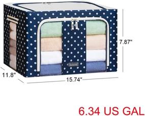 img 3 attached to 📦 Foldable Stackable Under Bed Storage Bins - Set of 2 Cloth Bags with Large Window & Carry Handles, Organize Bedroom Closet for Bedding, Linen, Clothes (Navy Blue Wave)