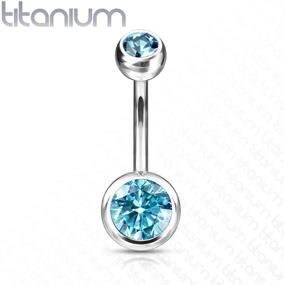 img 3 attached to 💎 Solid Titanium Double Gem Navel Belly Button Ring 14G G23