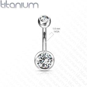 img 1 attached to 💎 Solid Titanium Double Gem Navel Belly Button Ring 14G G23