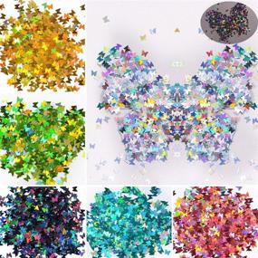 img 3 attached to 🦋 Warmfits 3D Holographic Butterfly Nail Glitter Set – 24 Sparkly Colors for Stunning Nail Art Decoration & DIY Crafting (Pattern A)