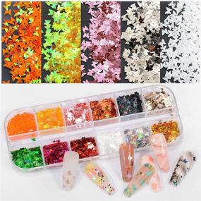 img 1 attached to 🦋 Warmfits 3D Holographic Butterfly Nail Glitter Set – 24 Sparkly Colors for Stunning Nail Art Decoration & DIY Crafting (Pattern A)