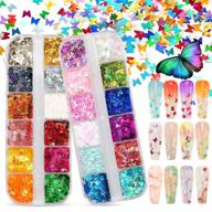 🦋 warmfits 3d holographic butterfly nail glitter set – 24 sparkly colors for stunning nail art decoration & diy crafting (pattern a) logo