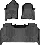 🚗 custom fit floor mats 2 row liner set in black for 2019-2021 ram 1500 crew cab featuring rear underseat storage box - smartliner logo