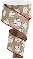 sports glitter wired ribbon baseball logo