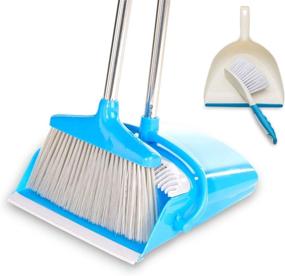 img 4 attached to 🧹 Efficient Cleaning Companion: BristleComb Broom and Dustpan Set - Adjustable Handle, Hand Brush, and Upright Stand - Lightweight & Perfect for Kitchen, Home, and Lobby Maintenance (Blue)