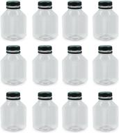 🥤 pexale(tm) 8 oz clear pet square juice/dressing container with black tamper evident caps - disposable and eco friendly (12 pack) логотип