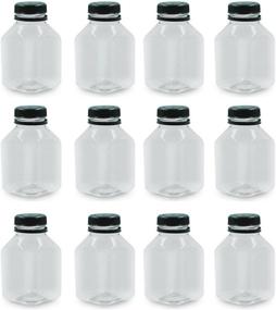 img 2 attached to 🥤 Pexale(TM) 8 Oz Clear PET Square Juice/Dressing Container with Black Tamper Evident Caps - Disposable and Eco Friendly (12 Pack)