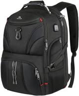 большой рюкзак для ноутбука с портом usb для мужчин и женщин, рюкзак matein для путешествий, водонепроницаемый колледж-школьный ранец, бизнес-сумка tsa для компьютера, подходящая для ноутбука 17 дюймов, черная. логотип