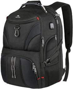 img 4 attached to Большой рюкзак для ноутбука с портом USB для мужчин и женщин, рюкзак Matein для путешествий, водонепроницаемый колледж-школьный ранец, бизнес-сумка TSA для компьютера, подходящая для ноутбука 17 дюймов, черная.