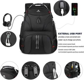 img 2 attached to Large Laptop Backpack with USB Port for Men and Women, Matein Travel Backpack, College School Bookbag Water Resistant, TSA Business Computer Bag Fit 17 Inch Notebook, Black