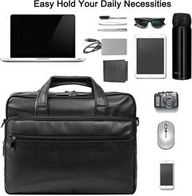 img 2 attached to 🧳 Men's Leather Laptop Bag, 15.6 Inches to 17.3 Inches - Messenger Briefcase for Business, Satchel Computer Handbag Shoulder Bag