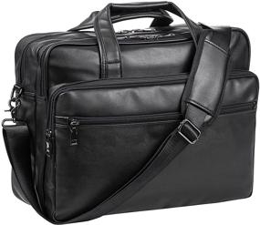 img 4 attached to 🧳 Men's Leather Laptop Bag, 15.6 Inches to 17.3 Inches - Messenger Briefcase for Business, Satchel Computer Handbag Shoulder Bag