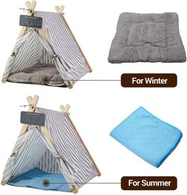 img 2 attached to 🐾 TAOZUA Pet Teepee: Cozy Bed with Cushions for Dogs and Cats, Portable Summer/Winter Tent House with Blackboard
