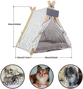 img 3 attached to 🐾 TAOZUA Pet Teepee: Cozy Bed with Cushions for Dogs and Cats, Portable Summer/Winter Tent House with Blackboard