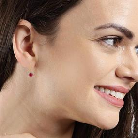 img 2 attached to 💎 Ethnadore Small Hoop Drop Earrings Set - Silver Plated Cubic Zirconia Halo Pierced Jewelry