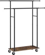 🧥 rolanstar clothing garment rack with wooden shelf and wheels, heavy duty double rod closet rack – metal clothing rack for living room, entryway, bedroom logo