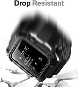 img 2 attached to 🔒OCYCLONE совместимые ремешки для Apple Watch 38 мм - чёрный ремешок для iWatch Series 3/2/1, прочный защитный бампер вместо активного мужчины и женщины.