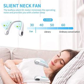 img 1 attached to 💨 Hands-Free Bladeless Personal Fan - Portable Neck Fan Cooling Device with 3-Speed Wind Control and USB Rechargeable 1800mAh Battery, Ideal for Travel, Sports, Outdoor Activities - White