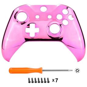 img 2 attached to 🎮 Custom Chrome Pink Front Housing Shell for Xbox One Wireless Controller Model 1708 - Replacement Faceplate Cover for Xbox One S & Xbox One X Controller (Controller NOT Included)