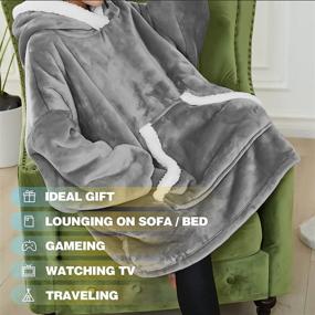 img 1 attached to 🧥 Cozy Sherpa Lined Hoodie Sweatshirt Blanket - The Ultimate Wearable Blanket for Women, Kids, and Men