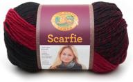 lion brand yarn 826-205 cranberry/black scarfie yarn - 1 pack logo