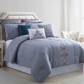 img 4 attached to Modern Threads Nadia Queen Size 8-Piece Embellished Grey Comforter Set