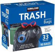 ♻️ environmentally-friendly 33 gallon black drawstring trash bags - 90 count, tear-stop technology by kirkland signature: 100% recyclable carton logo