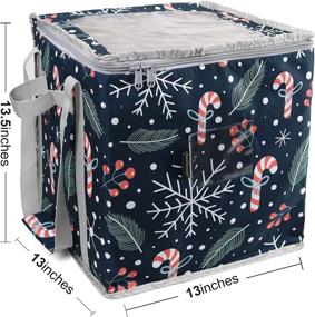 img 3 attached to Navy Christmas Ornament Storage Bins: Large Capacity for 64 Holiday Containers with Adjustable Dividers - Organize with 4 Handles, Xmas Snowflake & Leaf Patterns