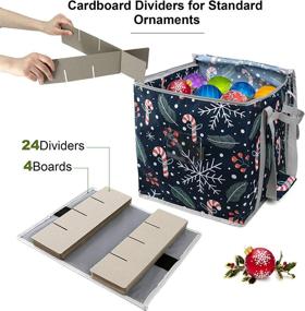 img 1 attached to Navy Christmas Ornament Storage Bins: Large Capacity for 64 Holiday Containers with Adjustable Dividers - Organize with 4 Handles, Xmas Snowflake & Leaf Patterns