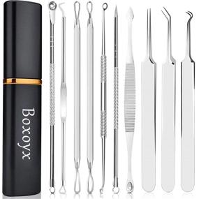 img 4 attached to 🧼 [2021] Professional Blackhead Remover Tool Kit - Boxoyx 10 Pcs Comedone Extractor Popper for Acne Treatment, Pimple and Blackhead Removal - Suitable for Forehead, Facial, and Nose (Silver)