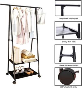 img 1 attached to 👕 Compact Clothing Rack with Convenient Shelves and Portable Wheels - Perfect for Bedroom, Laundry Room, and Entryway