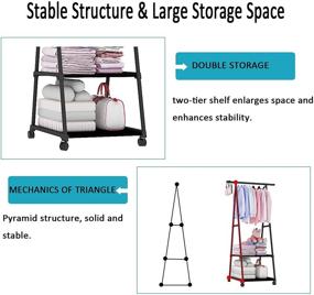 img 2 attached to 👕 Compact Clothing Rack with Convenient Shelves and Portable Wheels - Perfect for Bedroom, Laundry Room, and Entryway