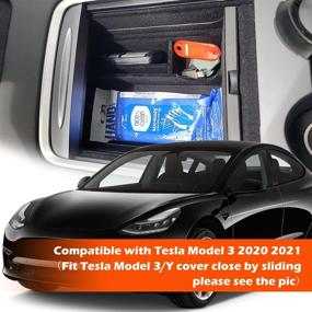 img 3 attached to 🚀 Maximize Storage and Convenience with JOJOMARK Tesla Model 3/Y Center Console Organizer Tray