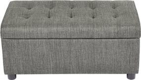 img 3 attached to Enhance Your Space with the FIRST HILL FHW Arlos Rectangular Fabric Storage Ottoman - Tufted Design in Shadow Gray