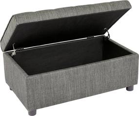 img 2 attached to Enhance Your Space with the FIRST HILL FHW Arlos Rectangular Fabric Storage Ottoman - Tufted Design in Shadow Gray