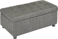 enhance your space with the first hill fhw arlos rectangular fabric storage ottoman - tufted design in shadow gray logo