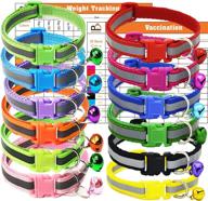 gamuda puppy collars – soft nylon whelping puppy collars - adjustable litter collars pups – assorted colors, reflective & id tags - set of 12 with record keeping charts logo