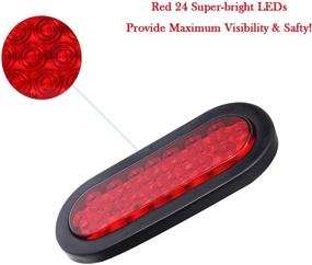 img 3 attached to 🚦 2-Pack of Waterproof Flush Mount 6" Oval Trailer Tail Lights - 24 LED Stop Turn Brake Lights in Red for RV, Jeep, Truck