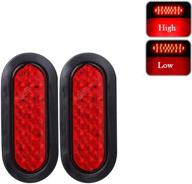 🚦 2-pack of waterproof flush mount 6" oval trailer tail lights - 24 led stop turn brake lights in red for rv, jeep, truck logo