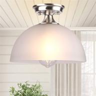 🔆 stylish wihtu semi flush mount ceiling light: brushed nickel, matte white lampshade, ideal for living room, bedroom, kitchen, and more логотип