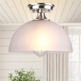 img 4 attached to 🔆 Stylish WIHTU Semi Flush Mount Ceiling Light: Brushed Nickel, Matte White Lampshade, Ideal for Living Room, Bedroom, Kitchen, and More