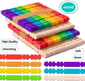 img 2 attached to 🌈 200-Piece Jumbo Sawtooth Popsicle Sticks - Colored Wooden Craft Sticks for DIY Craft Projects, Educational Supplies for Kids