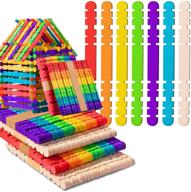 🌈 200-piece jumbo sawtooth popsicle sticks - colored wooden craft sticks for diy craft projects, educational supplies for kids logo